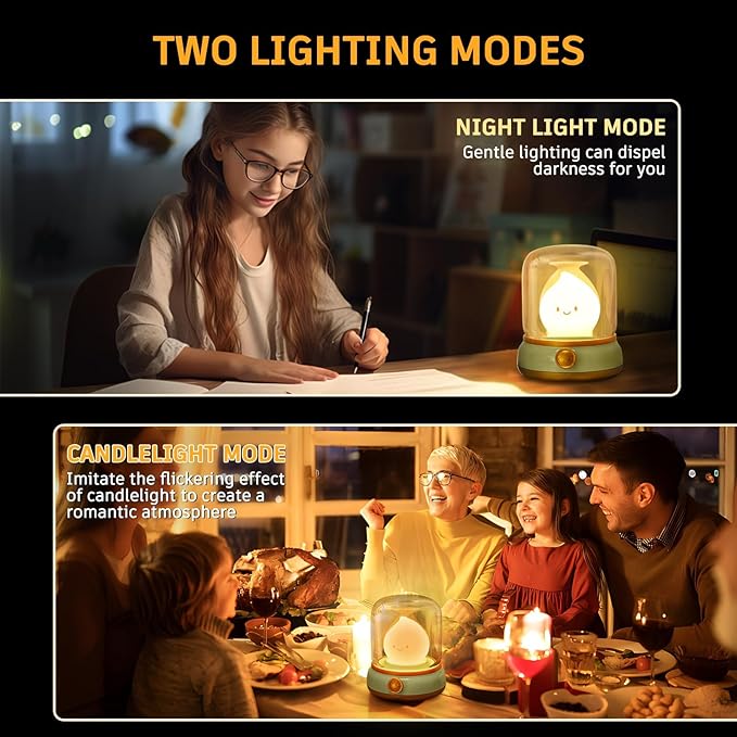 Ghost Campfire Night Light, Small Cute Desk Lamp, Dimmable Cordless Bedside - Image 3