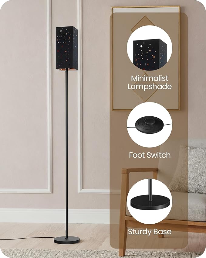 64.6" Floor Lamp, with Foot Switch, Standing Lamp with Sky Stars Design - Image 9