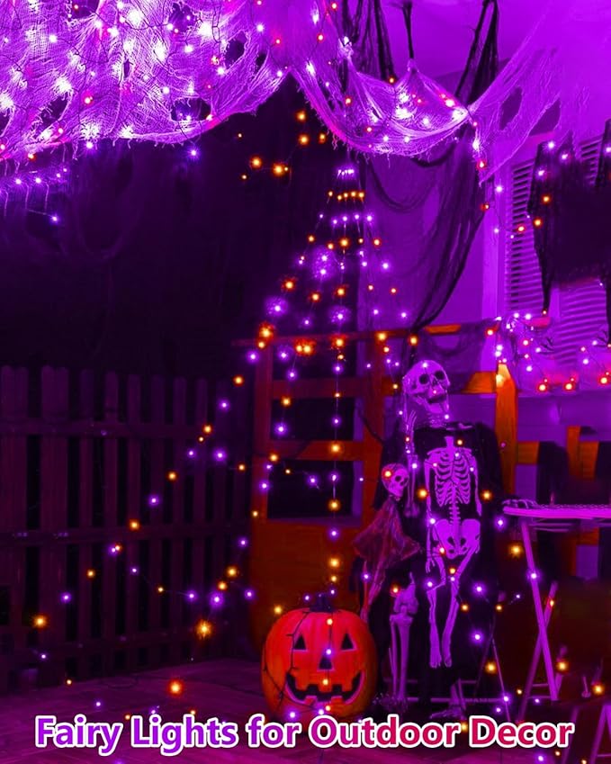 4 Pack 60LED Orange & Purple Fairy Lights Battery Operated - Image 7