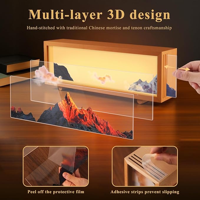 JOHOUSE Nature Decor Ambient Lamp-Inspired Unique Lamp– Mountain Scene Wooden - Image 3
