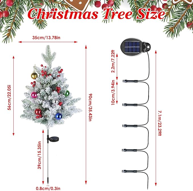 2 Pack Solar Christmas Decorations Tree Lights, Upgraded Outdoor Solar Stake - Image 6