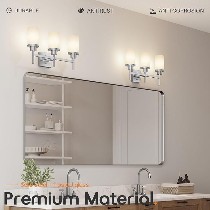 Bathrom Light Fixtures Brushed Nickel 3-Light - Image 6