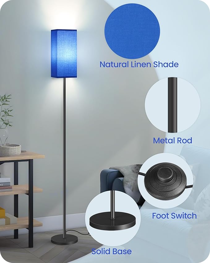 Floor Lamp, Pole Lamp with Foot Switch, Modern Standing Lamp Shade, Minimalist - Image 3
