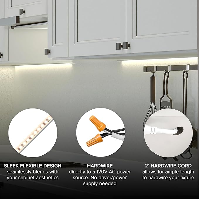 Maxxima 12 in. Hardwired LED Under Cabinet Strip Light, 460 Lumens, 3000K Warm - Image 4