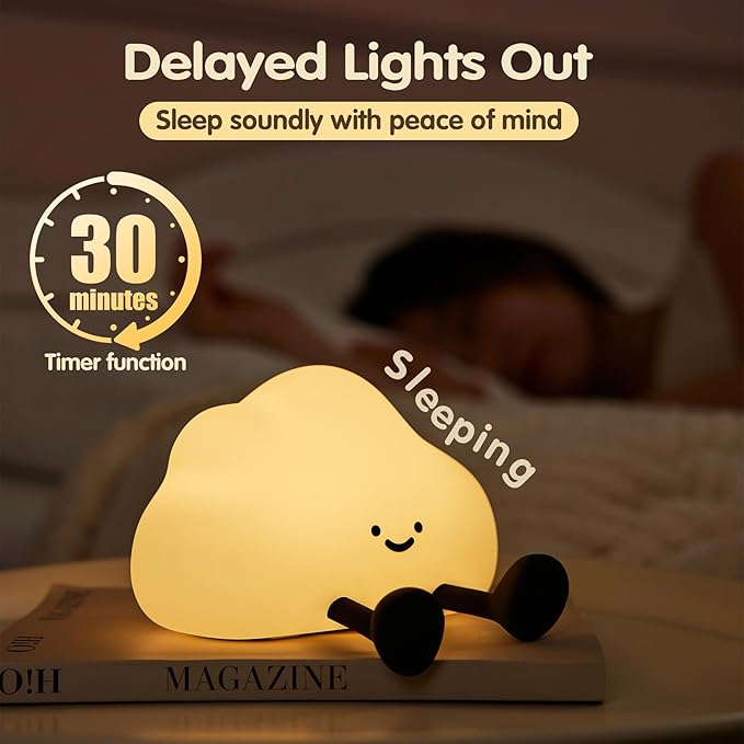 Cloud Night Light for Kids, Adorable Touch Night Lamp Silicone Dimmable LED - Image 2