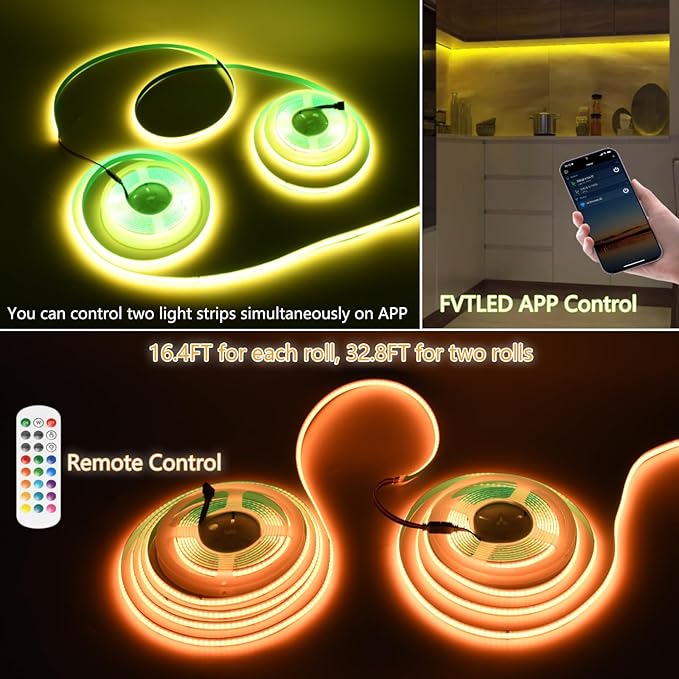 INDARUN RGB COB Led Strip Light 32.FT/10M, COB Led Strip 10mm Width/5760 LEDs - Image 3