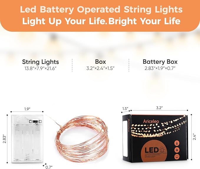 1 Pack 16.4ft Battery Operated String Lights - Image 8