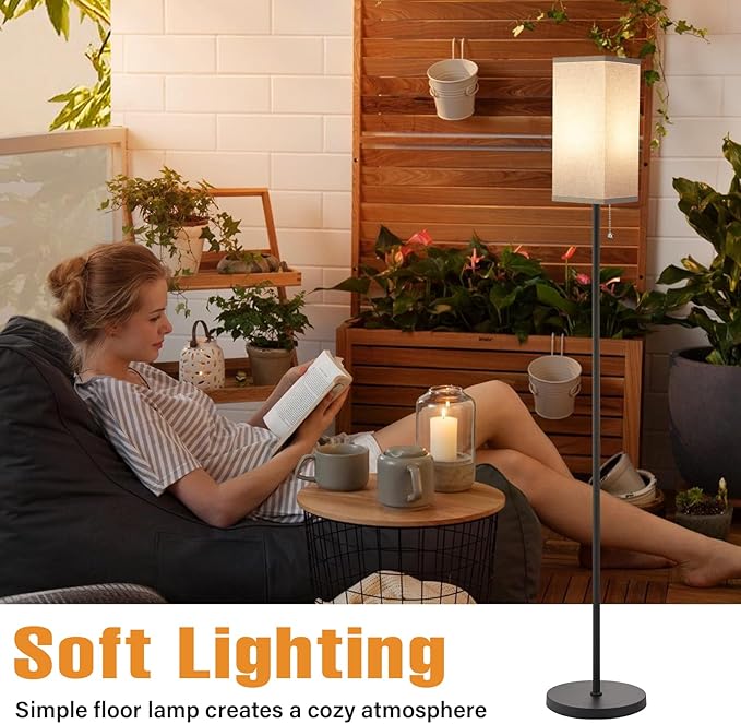 Ambimall Floor Lamp with 3 Color Temperatures Bulb & Pull Chain Switch - Image 3