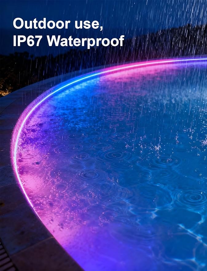 COB LED Strip Lights, RGB Smart IC, IP67 Waterproof, Dimmable 20FT/6M, Color - Image 4