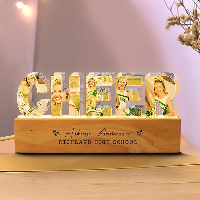 Personalized Cheerleader Photo Collage Night Light – Custom Cheerleader Gift - Image 5