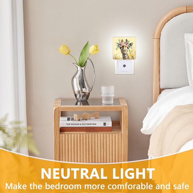 Giraffe Flower Night Light, Plug-into Nightlight White LED Lamp, Energy - Image 3