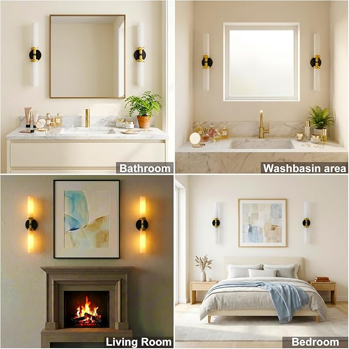 LaLuLa Black and Gold Vanity Light Fixtures – Modern Hardwired Wall Sconces - Image 7