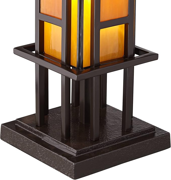 Robert Louis Tiffany Prairie Style Mission Rustic Pillar Accent Table Lamp - Image 9