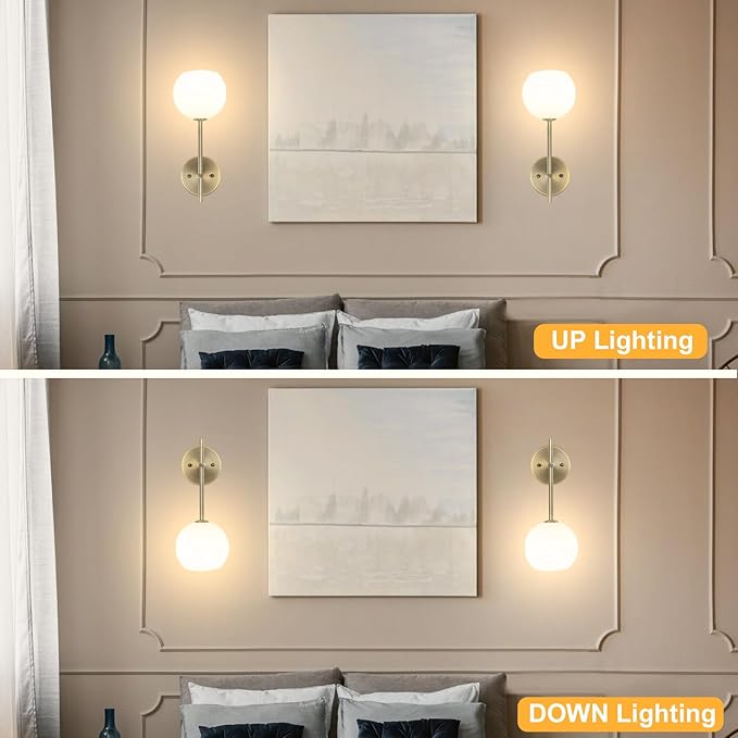 Brass Battery Operated Wall Sconces Set of 2, Rechargeable Wireless Wall Lights - Image 7