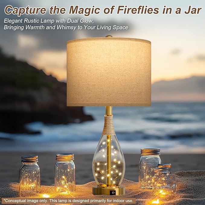 OYEARS 23" Table Lamps for Living Room Set of 2 Bedside Lamps for Night Stands - Image 2