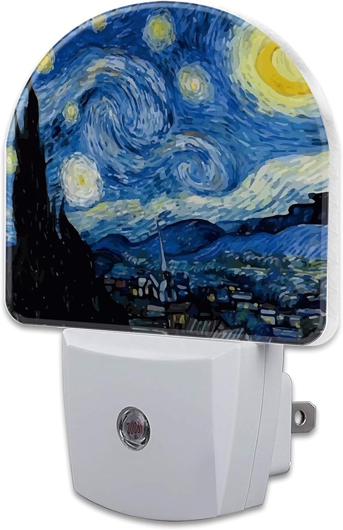 Starry Night Night Light Plug into Wall, Impressionist Oil Painting Dusk to by sndheke