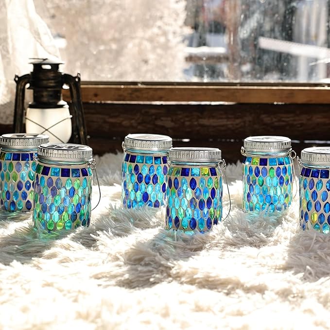 Cooo 4 Pack Mosaic Lanterns Outdoor Waterproof - Image 3