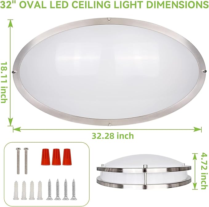 hykolity 32 Inch Oval LED Ceiling Light, 2700K/3000K/3500K/4000K/5000K - Image 8