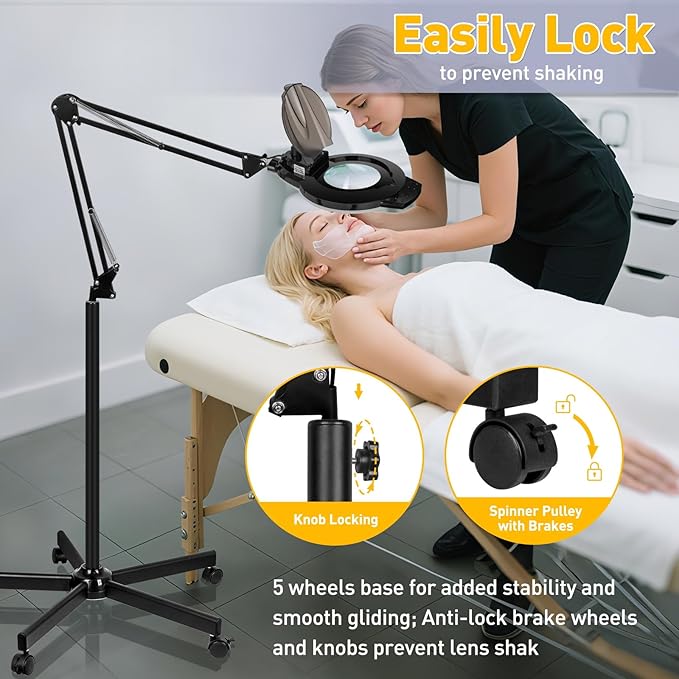 10X Magnifying Glass with Light and Stand, 2200 Lumens Dimmable Magnifying - Image 3