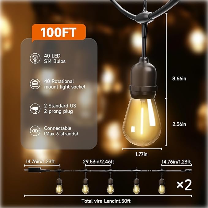 Outdoor Safety String Lights 100FT - Image 4