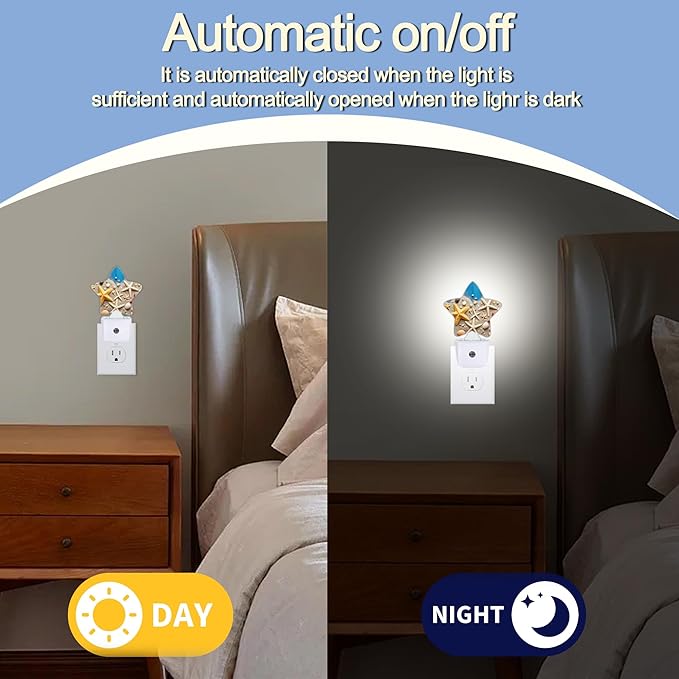 Coastal Seashell Starfish Night Lights Plug Into Wall, Nightlight - Image 4
