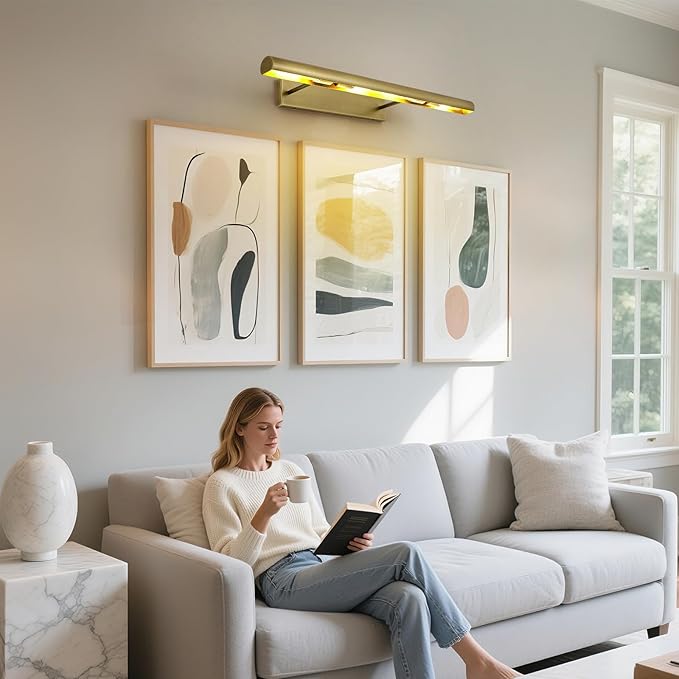 Brass Picture Lights for Wall, 4-Light Brush Gold Art Light, Dimmable Gallery - Image 2