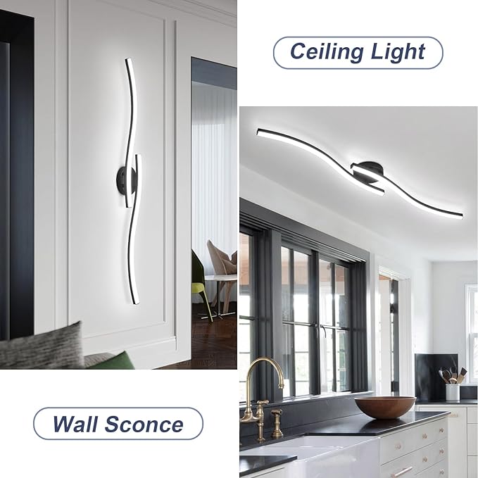 39.37Inch Linear Ceiling Light 6000K Black Modern Ceiling Light Fixture 28W - Image 5