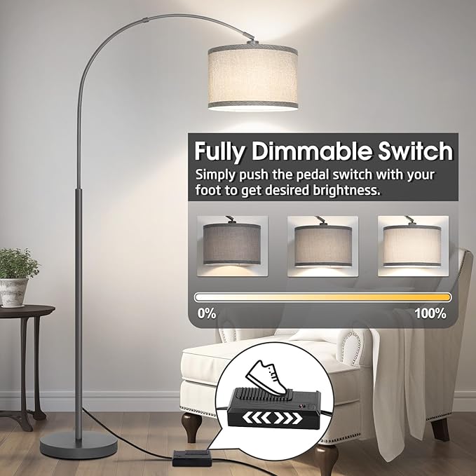 Arc Floor Lamp with Dimmer, Dimmable Floor Lamp - Image 3