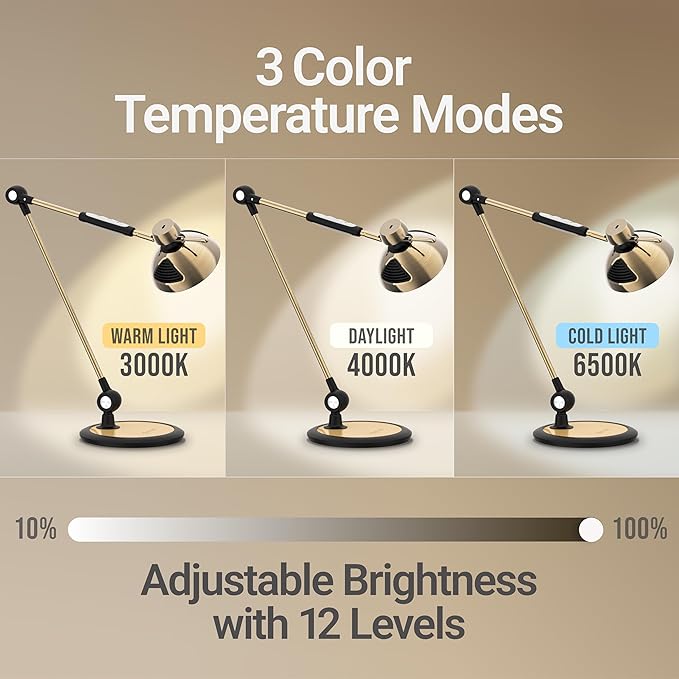 OTUS Desk Lamp for Home Office | Tall LED Architect Desk Light - Image 5