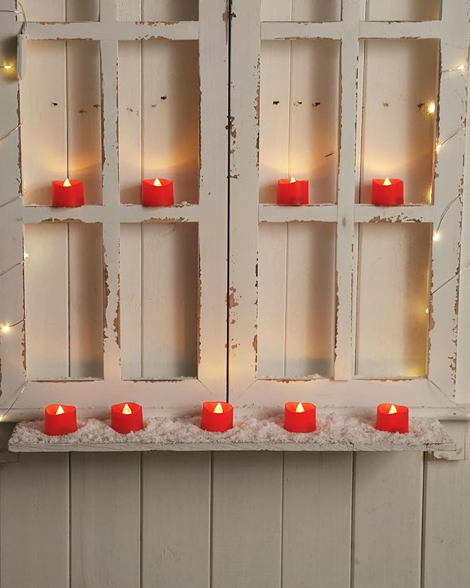 Homemory Red Tea Lights Candles Battery Operated, 200+Hour Flameless Flickering - Image 7