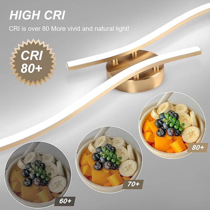 28W Gold Linear Ceiling Light Gold Modern LED Ceiling Light Fixture 6000K - Image 6