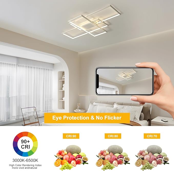 GEADI Modern Dimmable Ceiling Light, 35.4" White Led Ceiling Light Fixtures - Image 8