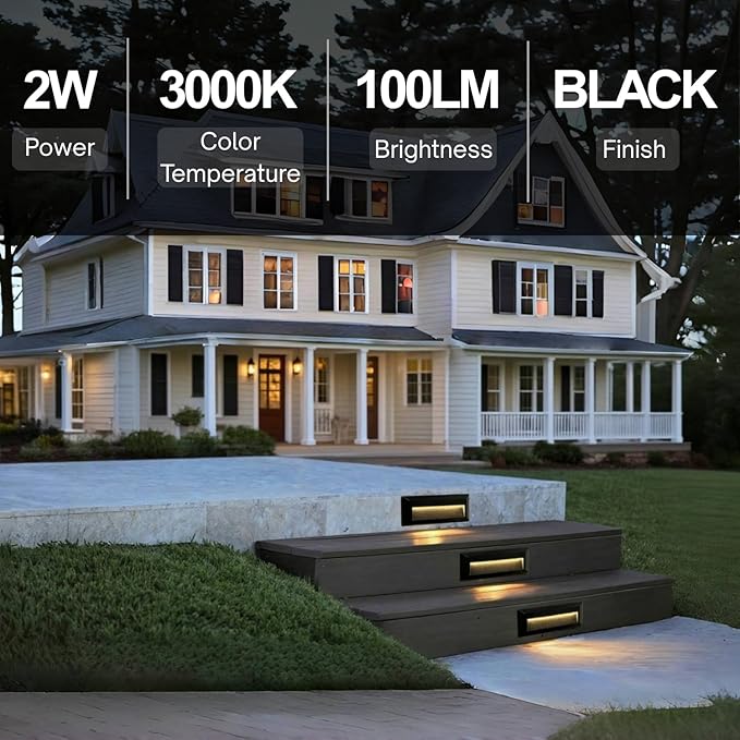 ZONK LED Outdoor Indoor Step Lights, Line Voltage 110-240V 2W Landscape Stair - Image 2