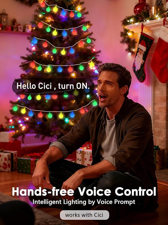 2025 New Connectable 43FT Smart Voice Controlled Christmas String Lights Indoor - Image 2