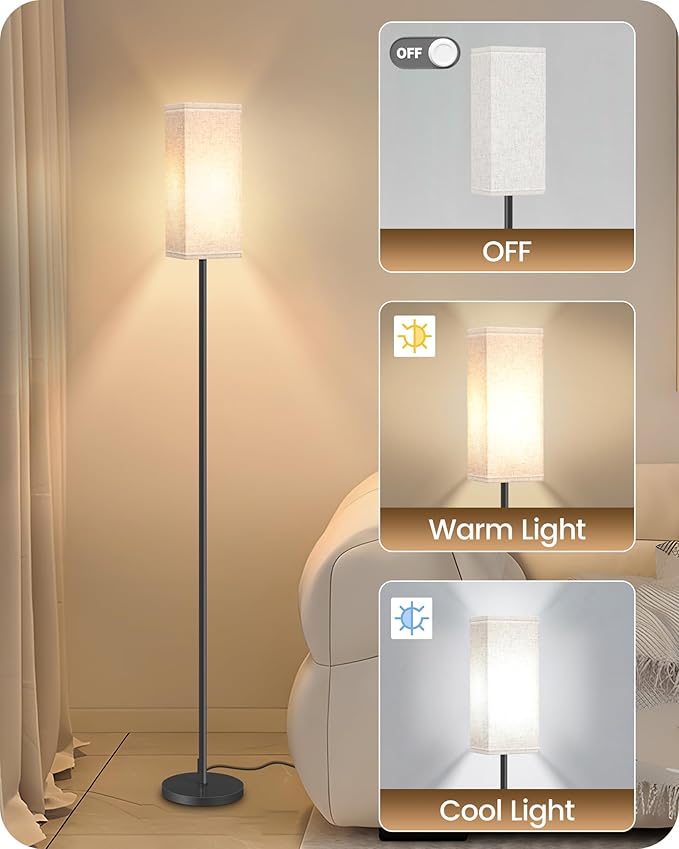 Set of 2 Floor Lamps for Living Room, Modern Tall Standing Lamps - Image 8