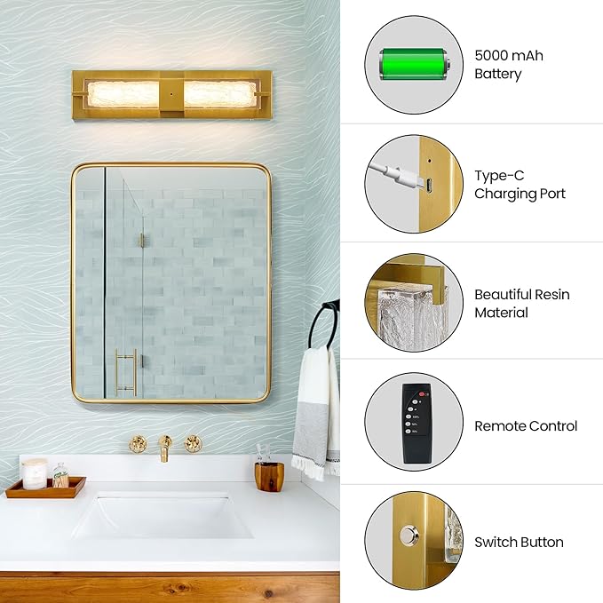 Battery Operated Resin Wall Sconce - Image 2