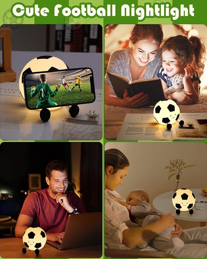 YISUN Soccer Night Light for Boys Light Up Football Lamp Dimmable Rechargeable - Image 8
