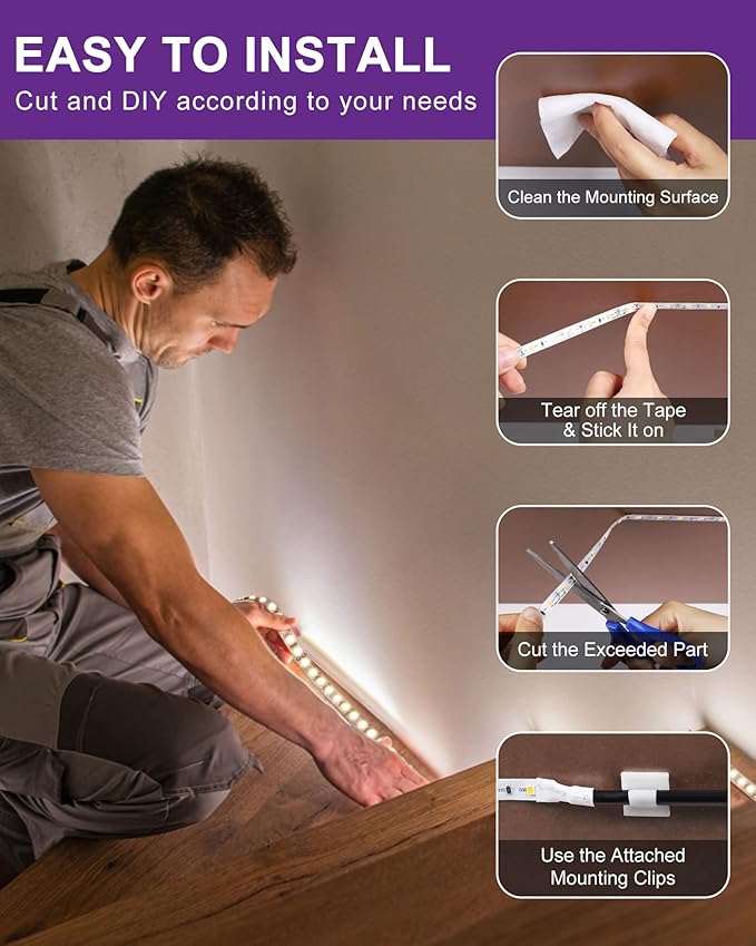 HitLights White LED Strip Lights 4000K, 16.4ft High Density 12V Tape Light - Image 4