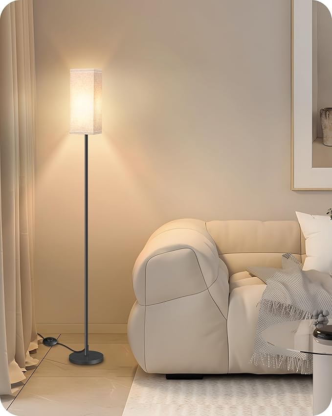 64.6" Floor Lamp, Pole with Foot Switch, Modern Standing Lamp Lampshade - Image 2