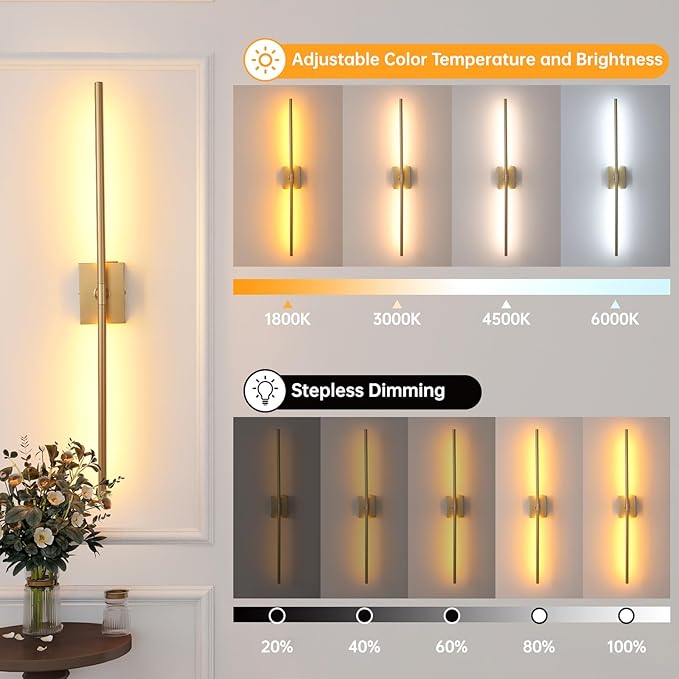 Battery Operated Wall Sconce Set of 2, 10000mAh Rechargeable Wall Sconces - Image 3