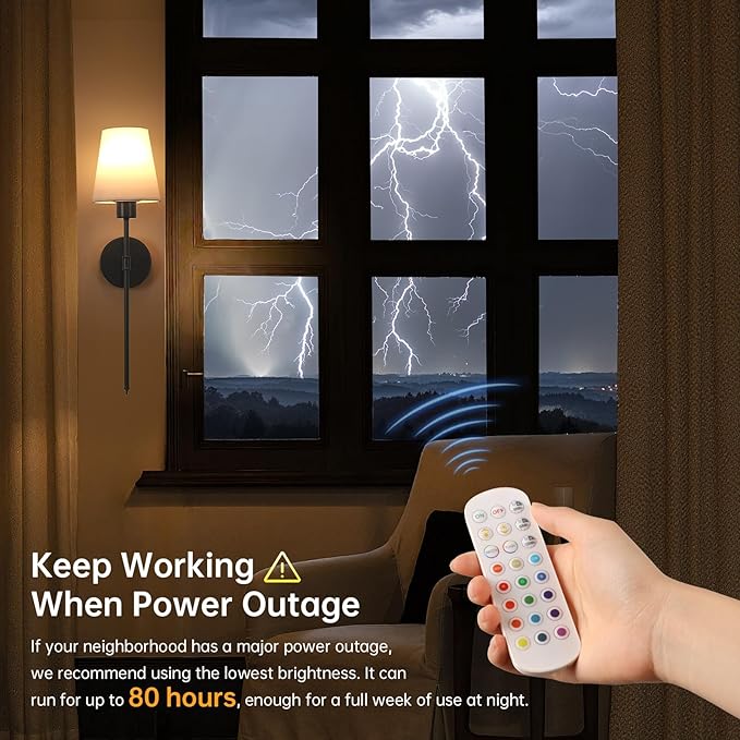 Battery Operated Wall Sconce, 120H Usage Time 22.6" Rechargeable Wall Light - Image 5