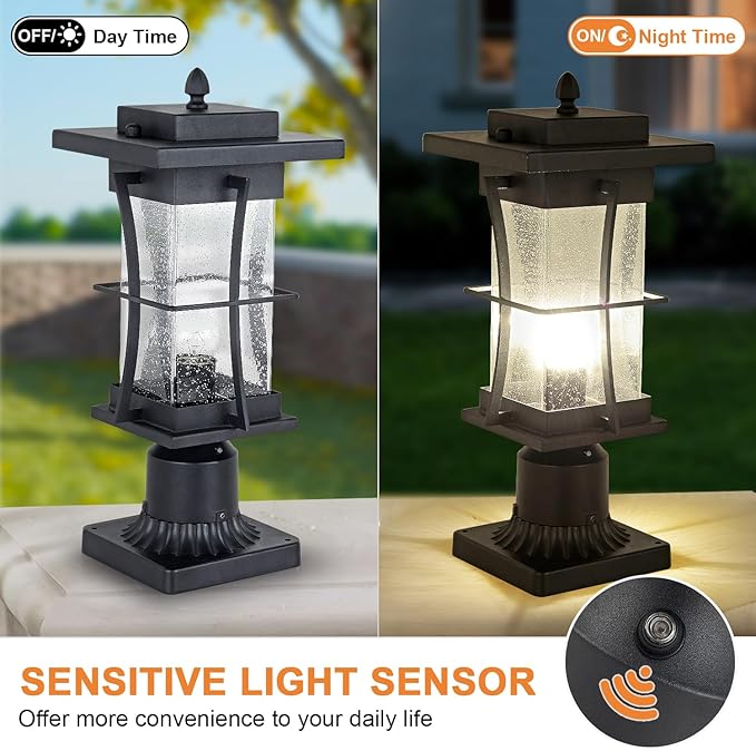 Dusk to Dawn Outdoor Post Light Fixture Waterproof Pole Mount Light - Image 2
