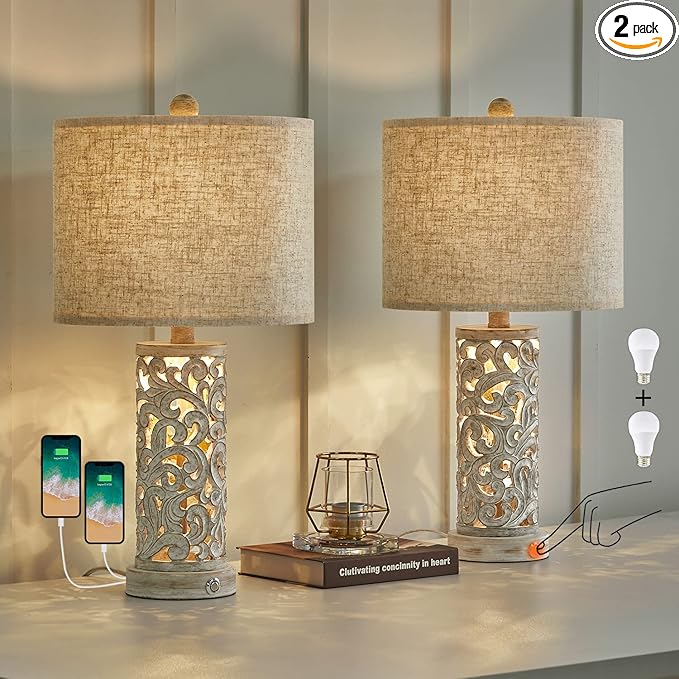 OYEARS Bedside Table Lamps Set of 2 by OYEARS