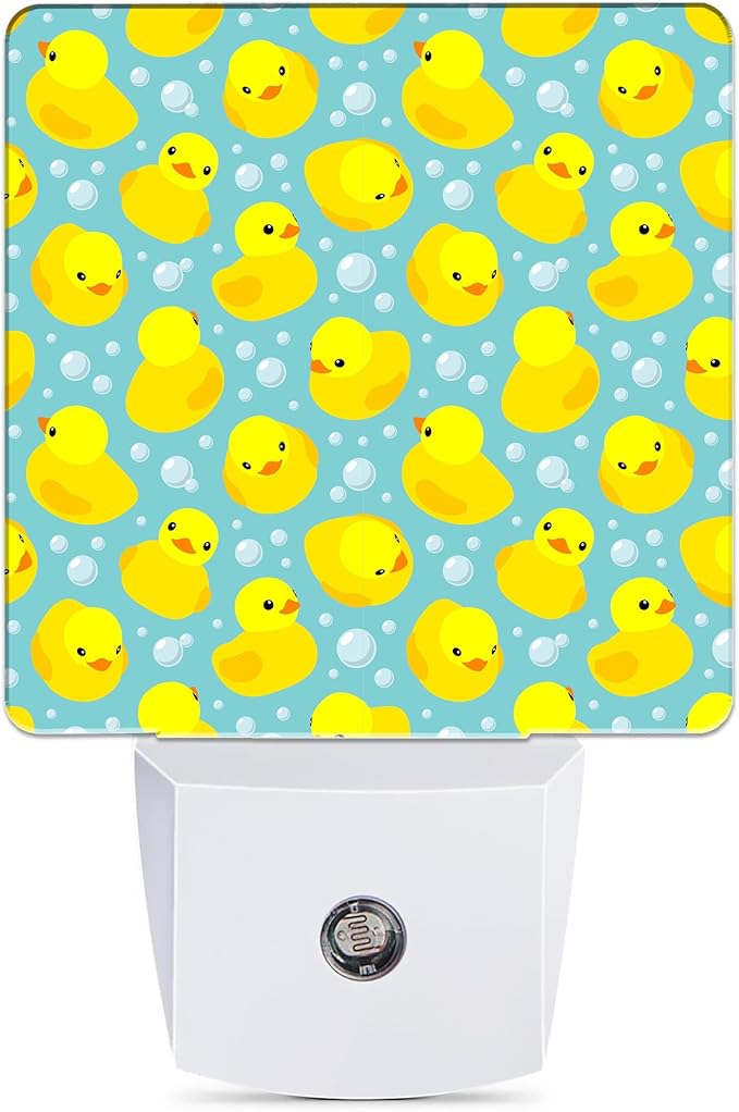 Yellow Rubber Ducks Night Light, Dusk to Dawn Smart Sensor Nightlight by JOPOWIDE
