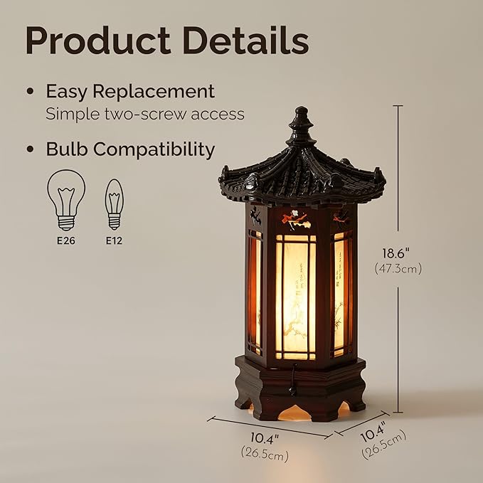 Antique Alive Traditional Korean Wood Lamp | Handmade Asian Oriental Table - Image 7