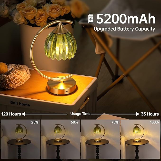 Tulip Table Lamp with 5200mAh Battery & Touch Control, Cordless Lamp with 3 - Image 2