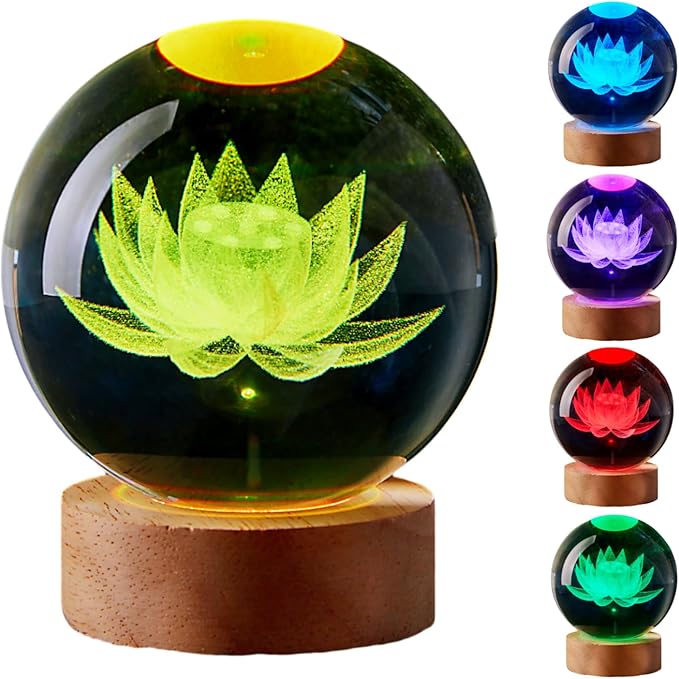 Large Lotus Crystal Ball Night Light by Unknown