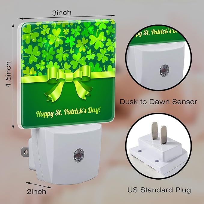 Happy St Patrick's Day Night Light Plug into Wall, 0.5w Energy Saving Sleep - Image 2