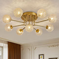 Sputnik Semi Flush Mount Ceiling Light Gold Glass Globe Chandelier Ceiling by Unknown