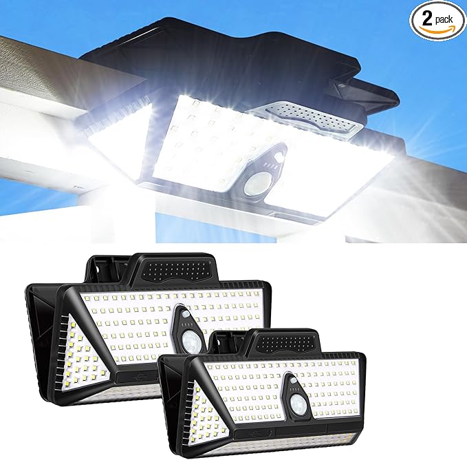 Large Clip on Solar Lights Outdoor, 208 LEDs 1000Lum Bright Solar Security Light by LightupYourLife
